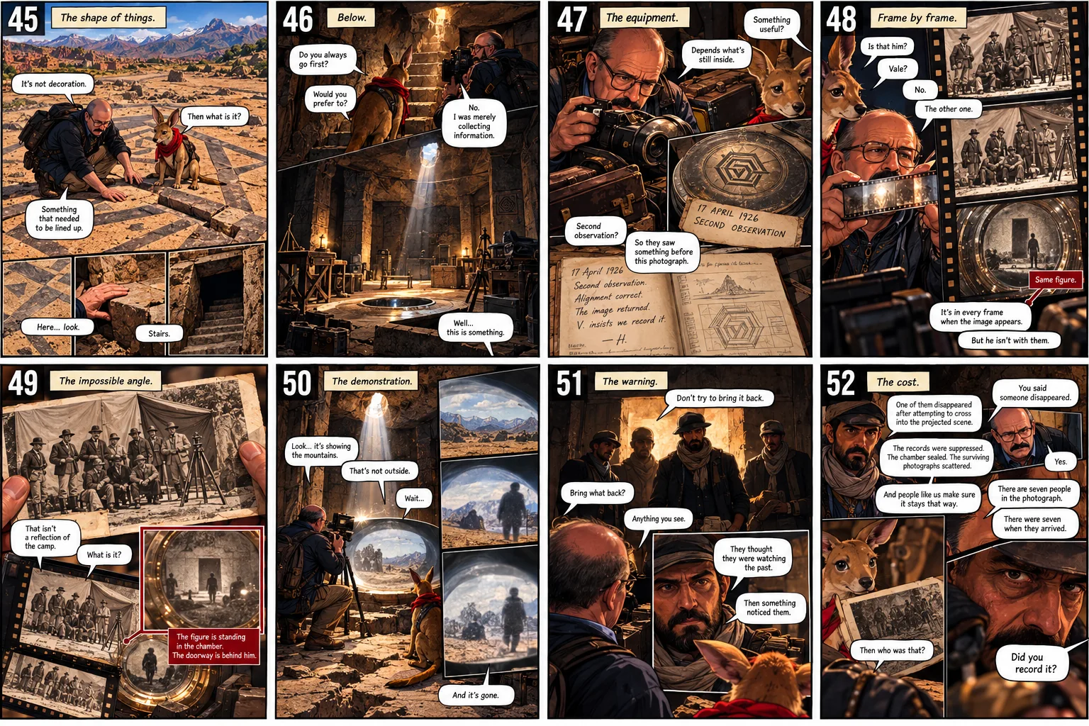 Concept storyboard exploring the desert mystery